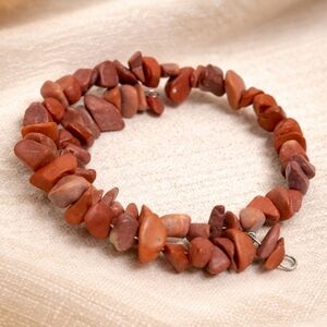 Red Jasper Wrap Bracelet Natural Stone Chip Beads Boho Grounding Jewelry New